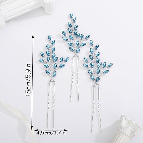 Miniatura 6 de Teyglen Horquillas para el pelo de novia de cristal con diamantes de imitación para el pelo de boda, accesorios para el cabello hechos a mano con