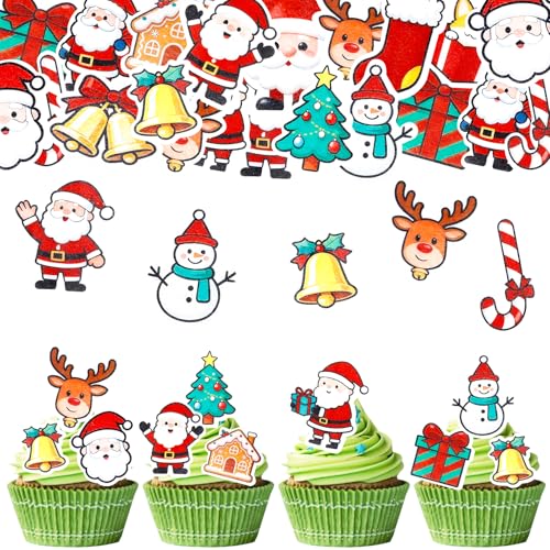 Gleevio 70 Stück Esspapier Weihnachten Tortendeko,Essbare...