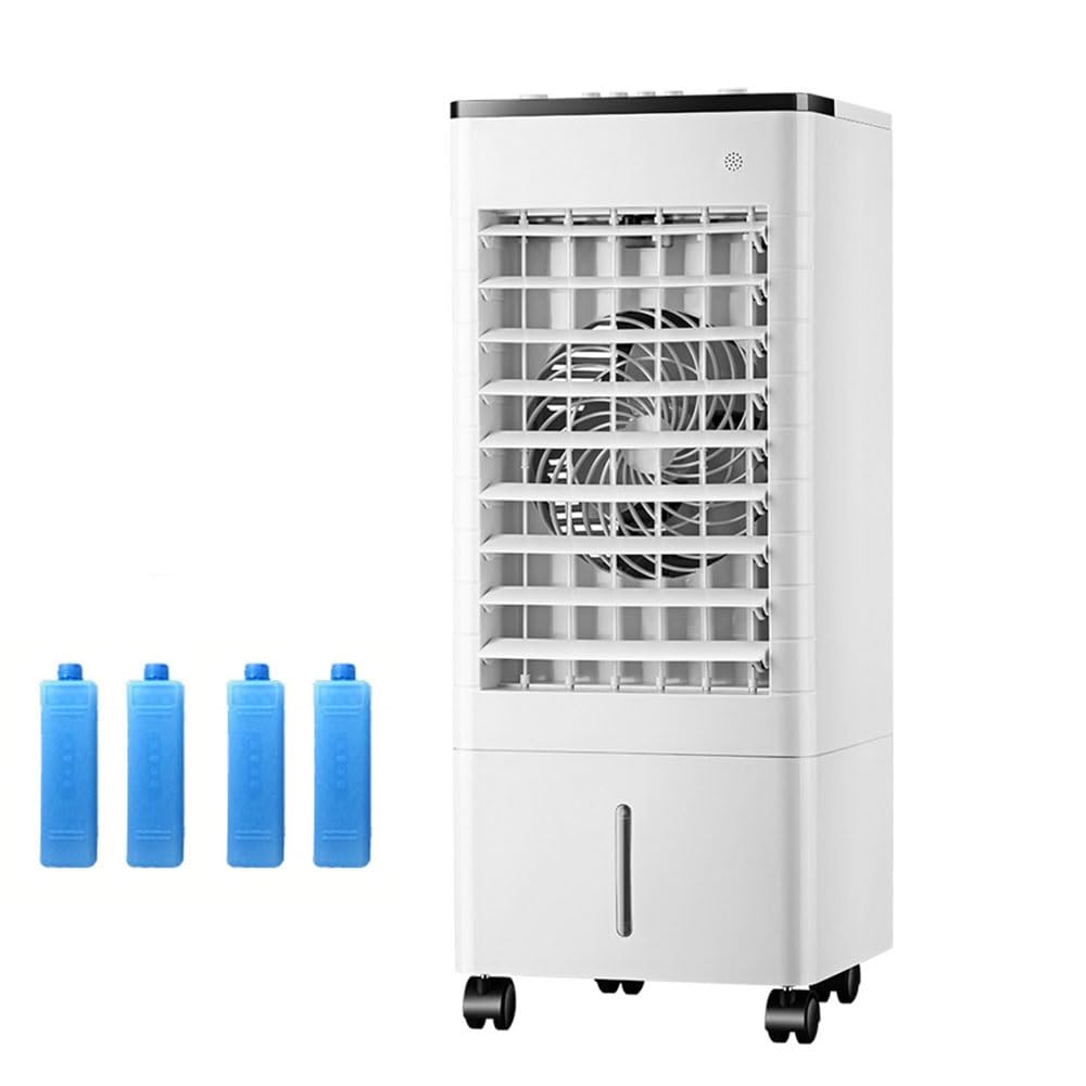 MESOVFCA Portable Air Conditioner Cooler, 9l Evaporative Air Cooler With Remote, 4-in-1 Fan, 3 Speeds, Led Display, 4 Ice Packs, 7.5h Timer, Auto Oscillation Remote