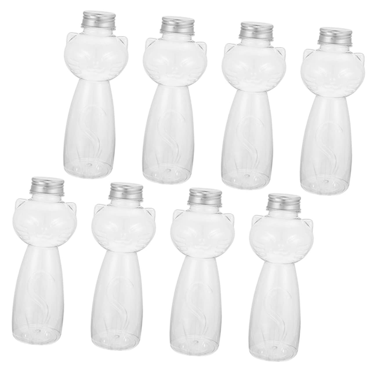 GOOHOCHY 8Pcs Shaped Juice Bottles Pet Bottles for Milk Juice Cold Drinks Leak Design Shape for Home the Go Beverages
