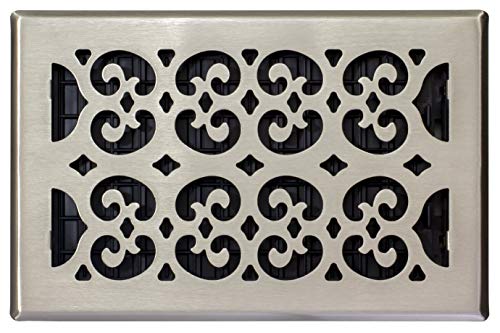 Decor Grates SPH610-NKL Scroll Floor Register, 6-Inch by 10-Inch, Nickel, Brushed Nickel Finish, 6x10 - Image 2