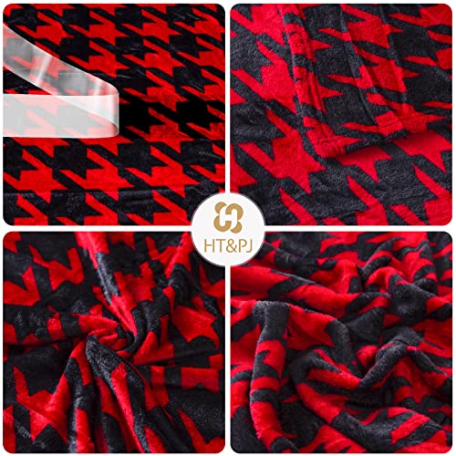 Ht&Pj Throw Blanket Super Soft Cozy Lightweight Flannel Fleece Blankets For Bed, Sofa, Couch, Living Room All Seasons - Black And Red, 50X60In #TOP1