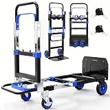 3-in-1 Folding Heavy Duty Hand Truck Dolly Cart Trolley with Wheels (Blue)