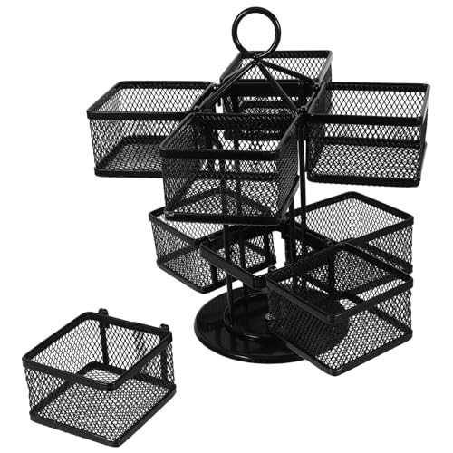 OKUMEYR Tea Bag 360° Rotation Iron Wire Storage Box for Tea Sugar Packets Kitchen Pantry Organizer