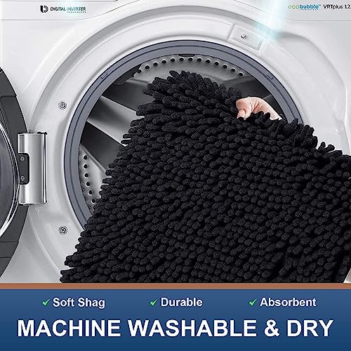 Tapis de bain Homaxy noir 60x90 cm absorbant en microfibres chenille