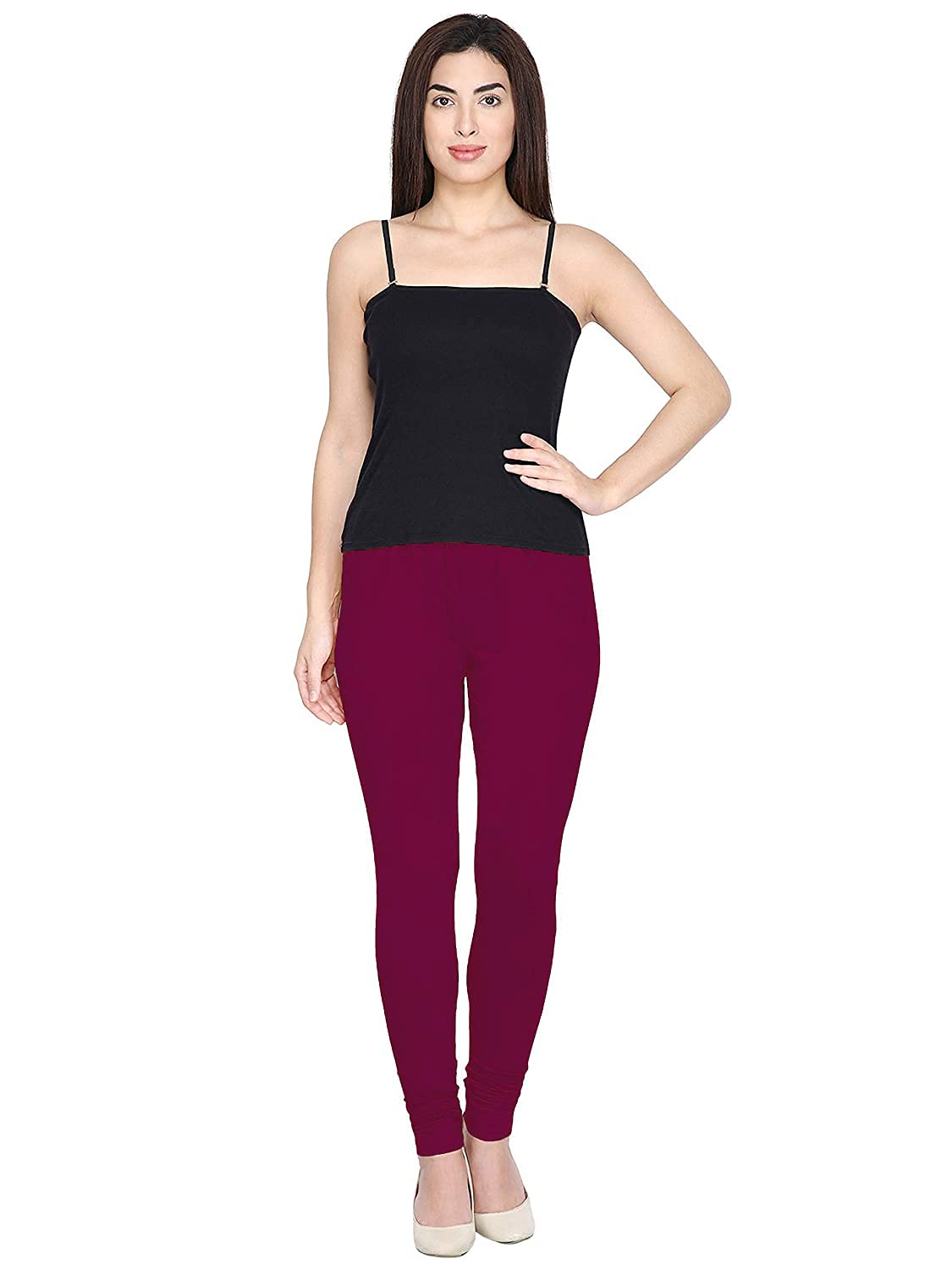 Shasmi Women's Stretch Leggings Com Chudidar Purple Magenta 41 Maroon_M