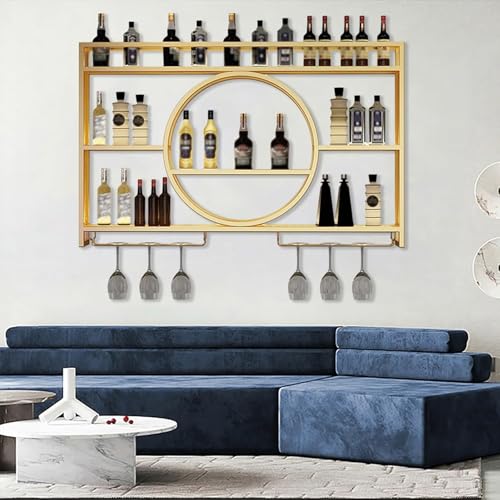 Portabottiglie da parete per decorazione domestica, in metallo, nero, per colazione, bar, mensole, con sgabelli, elegante mensola per bevande, salvaspazio