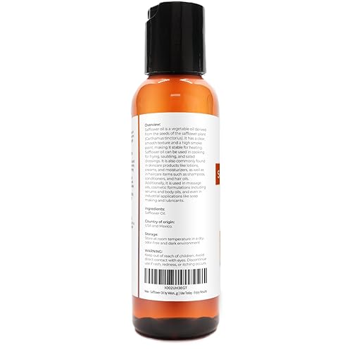 Miniatura 10 de velona Aceite de cártamo de 8 onzas  Aceite portador 100% puro y natural  Refinado, prensado en frío  Hidratante para cocinar, piel, cabello, cuerpo