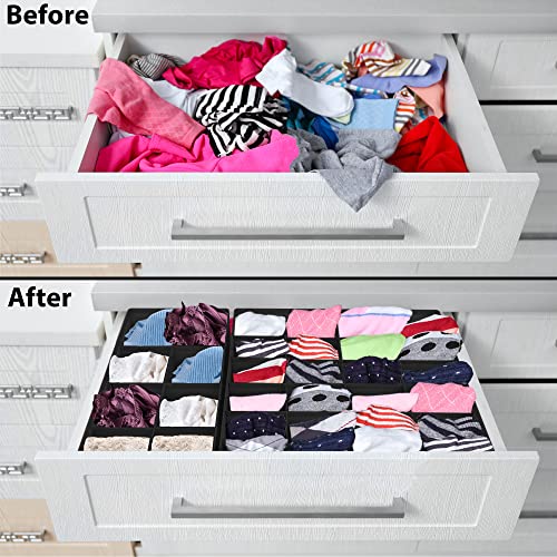 Image of Simple Houseware Closet Underwear Organizer Drawer Divider 4 Set, Black