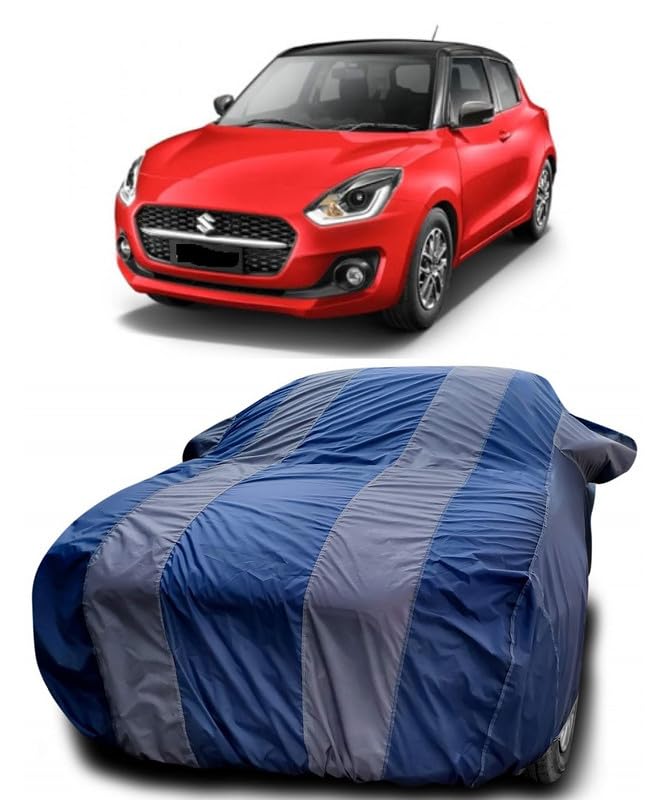 DIGGU- All Weather-Proof/UV Protection Compatible with Car Variant Maruti Suzuki Swift AMT ZXI Mirror Pocket (GreyStripe)