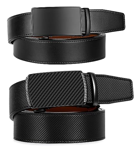 Image of Zitahli Leather Ratchet Belt for Men - 2 Pack Mens belt,Customizable Fit | Everyday Men Dress Pants Belt,Casual Occasion,Classic Style,Gifts for Men on Birthday,Anniversary,Father's Day,and Christmas
