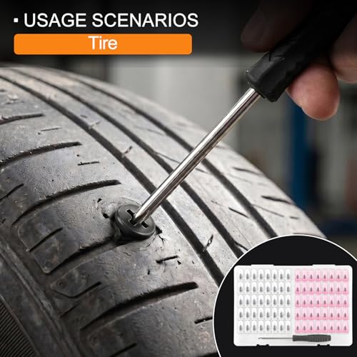 Image of 80 Pcs Tire Repair Rubber Nails,Vacuum Tire Repair Kits Spiral Rubber Screws,Fast Self-Service Tire Repair Tools kits for Car Motorcycle Bike Truck,tire plug kit (40 S+40 L)
