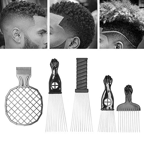 Set de 5 peines afro de acero inoxidable para cabello rizado