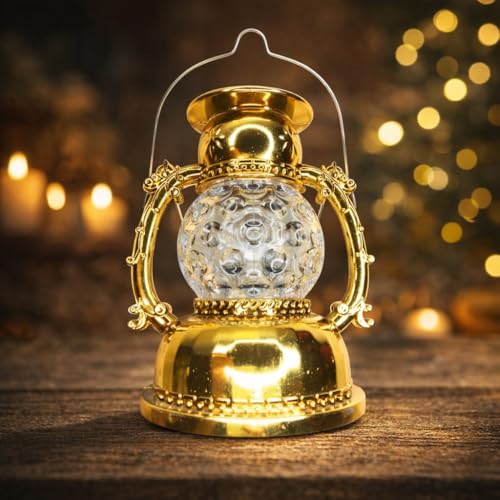 Vintage Golden LED Lantern Lamp with Dual Colour Light