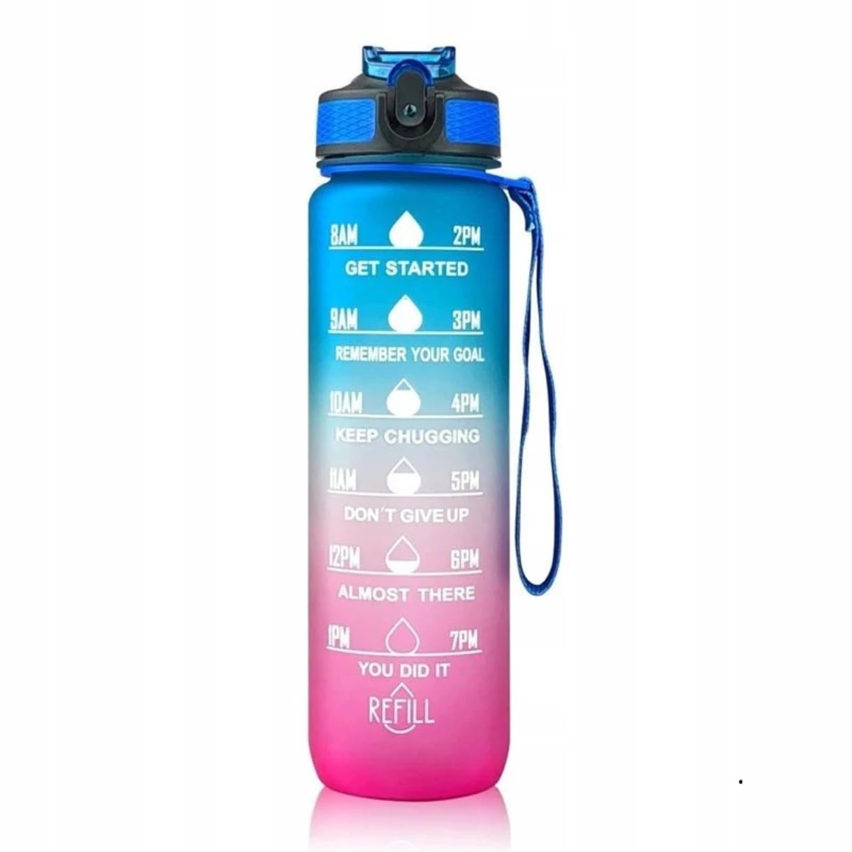 WS-Trend Trinkflasche 1000 ml Auslaufsicher mit Zeitmarkierung