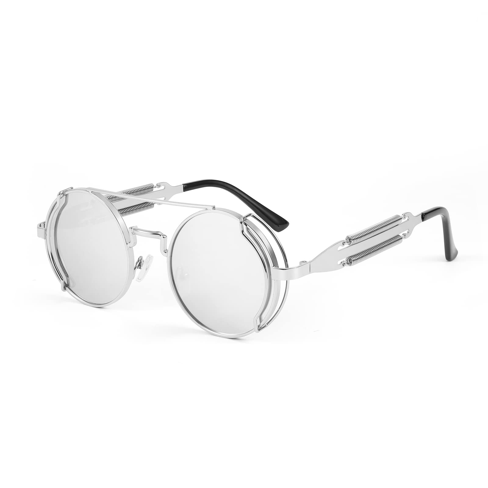 KarsaerSteampunk Sunglasses Hippie Glasses Retro Round Metal Frame Women Men