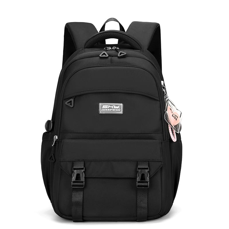 Mochila Feminina Bolsa Escolar Impermeável Para Notebook 15,6 Polegadas- Mochila Casual Grande de Nylon-Mochila para Viagem-VANOVA (PRETO-41)