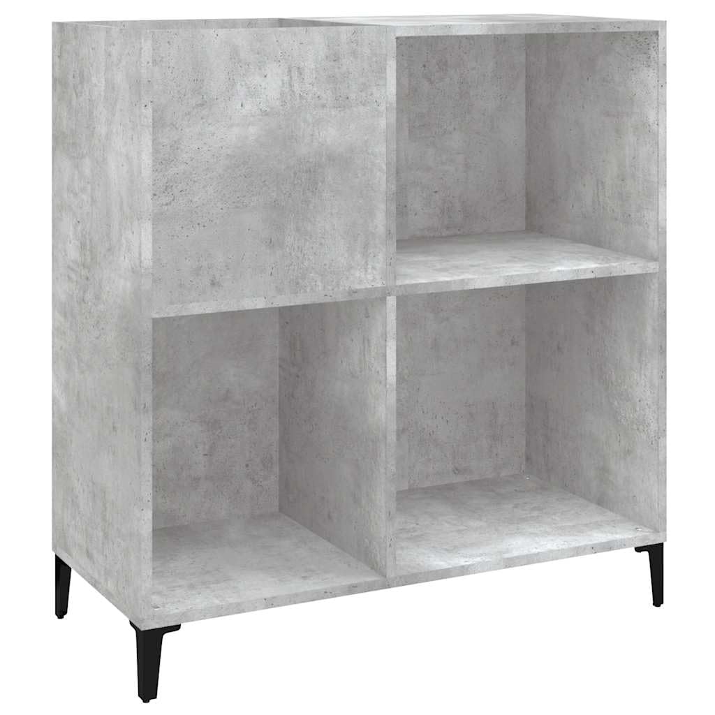 Générique Armadio a dischi in vinile grigio cemento 84,5 x 38 x 89 cm, mobile portaoggetti LP in legno di ingegneria con gambe metalliche, ripiano per giradischi e collezione di vinile.