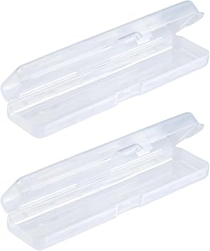 Portable Travel Toothbrush Case, Hard Plastic Dust-Proof Toothbrush Container & Toothpaste Box Holder Rectangle-2Pcs Transparent 2Pcs