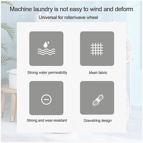 Miniatura 5 de Bolsa de lavandería resistente, bolsa de lavado de malla, tamaño extragrande, cierre de cordón, tela de red duradera y reutilizable, paquete de 5