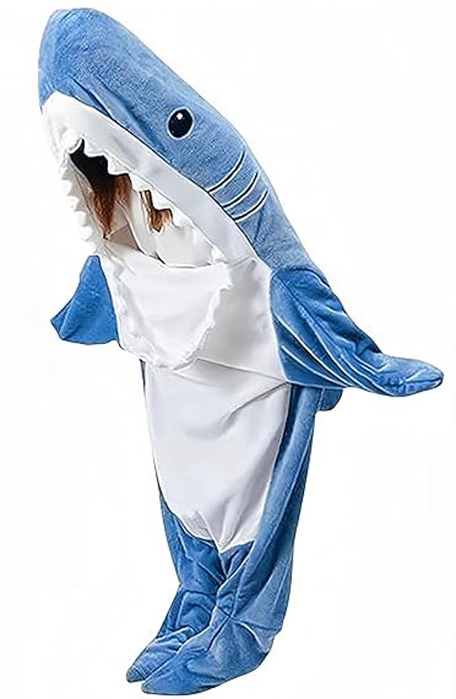 Shark Blanket Hoodie Onesie for Women Men,Wearable Shark Blanket,Soft Cozy Shark Sleeping Bag, Shark Onesie Halloween Xmas Cosplay Costume