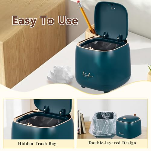 Mini caneca de basura de escritorio con tapa 2.2 L miniatura 3