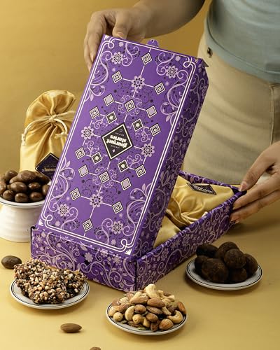 Image of Hyperfoods Diwali Gifts for Family and Friends Diwali Gift for Employees 400 Grams Chocolate Gift Hamper Corporate Gifts for Employees Dry Fruit Gift Box DryFruits Combo Pack Chocolate Gift Box