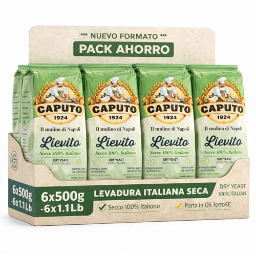 Levadura en polvo, Lievito Secco, Producto 100% Italiano, Levadura Seca, ideal para pizzas, panes y masas artesanales, Perfecta para pizzas napolitanas, Contiene 6 botes de 500 gr