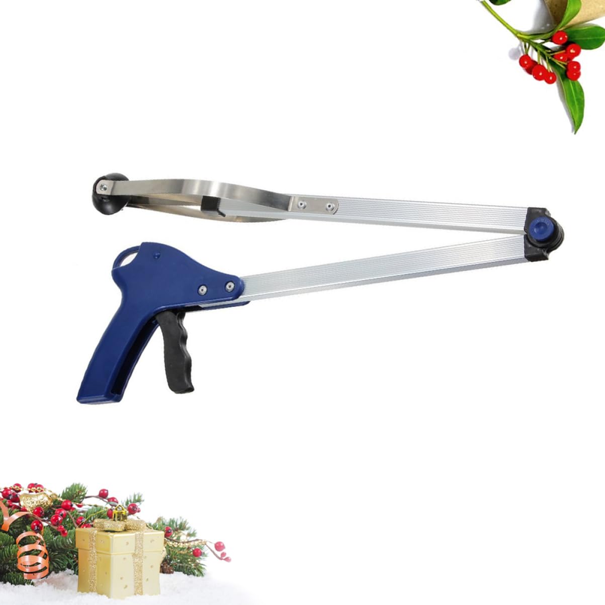 SOLUSTRE Faltbarer Müllgreifer Stabiler Greifzange 83cm aus Gummi und Aluminiumlegierung für Senioren und Rollstuhlfahrer für Schule und Park