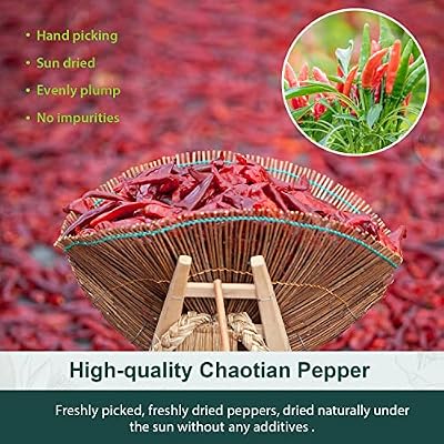Soeos Whole Dried Chilies 4 oz, Mild Spicy Chili Peppers, Red Chili Pepper, Natural, Premium and Dry Sichuan Chile Peppers, Sichuan Pepper, Dried Peppers Great for Mexican Recipes