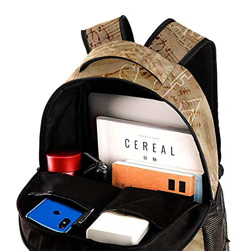 Sac à dos campus imperméable à notes de musique avec porte-bouteille latéral