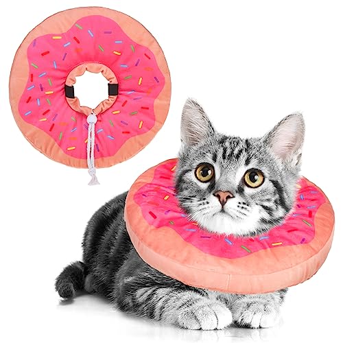 Image of BEAUTYZOO Cat Cone Collars Soft, Cat Recovery E Collars After Surgery to Stop Licking, Adjustable Elizabeth Circle Collar Cute Pet Donut Pillow for Cats Kitten Small Dogs, Pink M