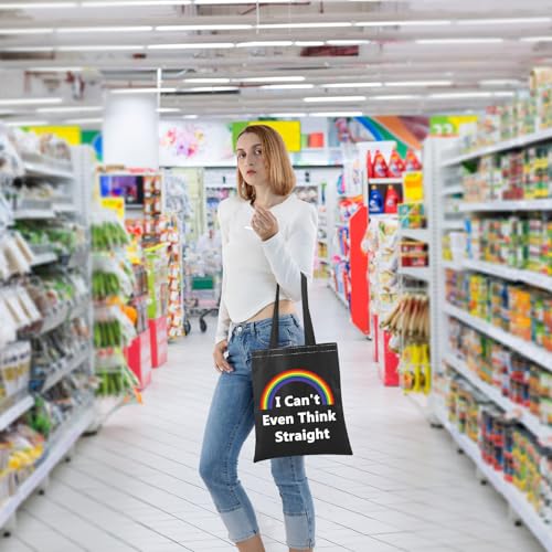 LEVLO Rainbow LGBT Lesbian Gay Pride Bags I Can't Even Think Straight Shopping Bags Birthday Present4