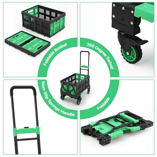 Carretilla plegable 2 en 1 con ruedas y mango retráctil miniatura 5