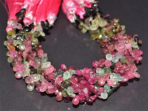 Perles de tourmaline en poire facettée LKBEADS pour création de bijoux de 6x4 mm