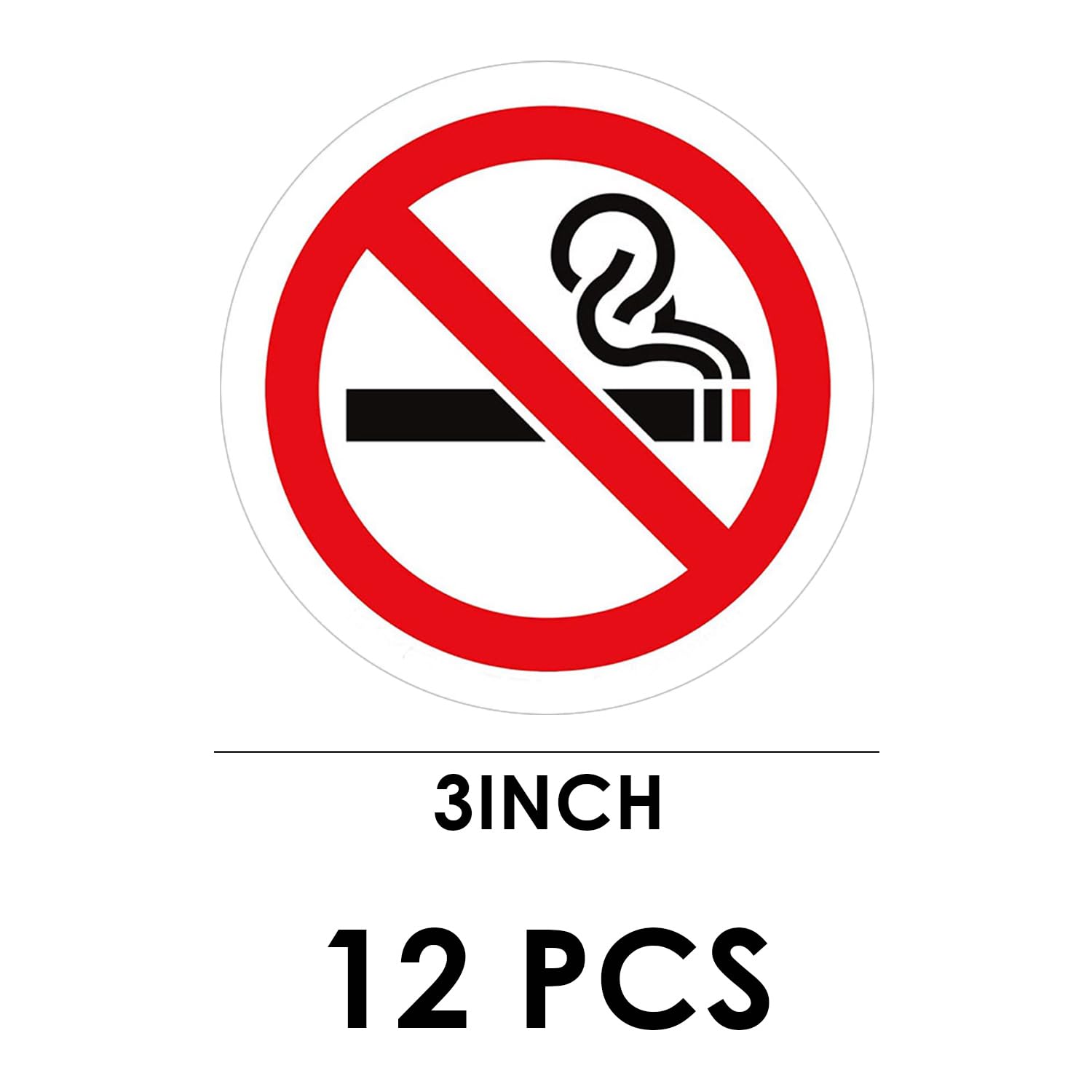 12 naklejek samoprzylepnych na pojazdy, zakaz palenia papierosów, 3-calowe naklejki na zakaz palenia w miejscach, wodoodporne, nadają się do miejsc niepalących