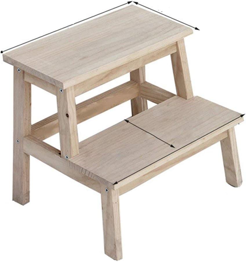 Escabeau en bois pliant deux couches rose pour maison OKUOKA