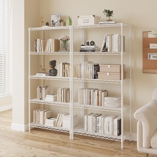 5-Tier Wire Shelving Storage Units with Adjustable Feet for Garage Kitchen Pantry Closet