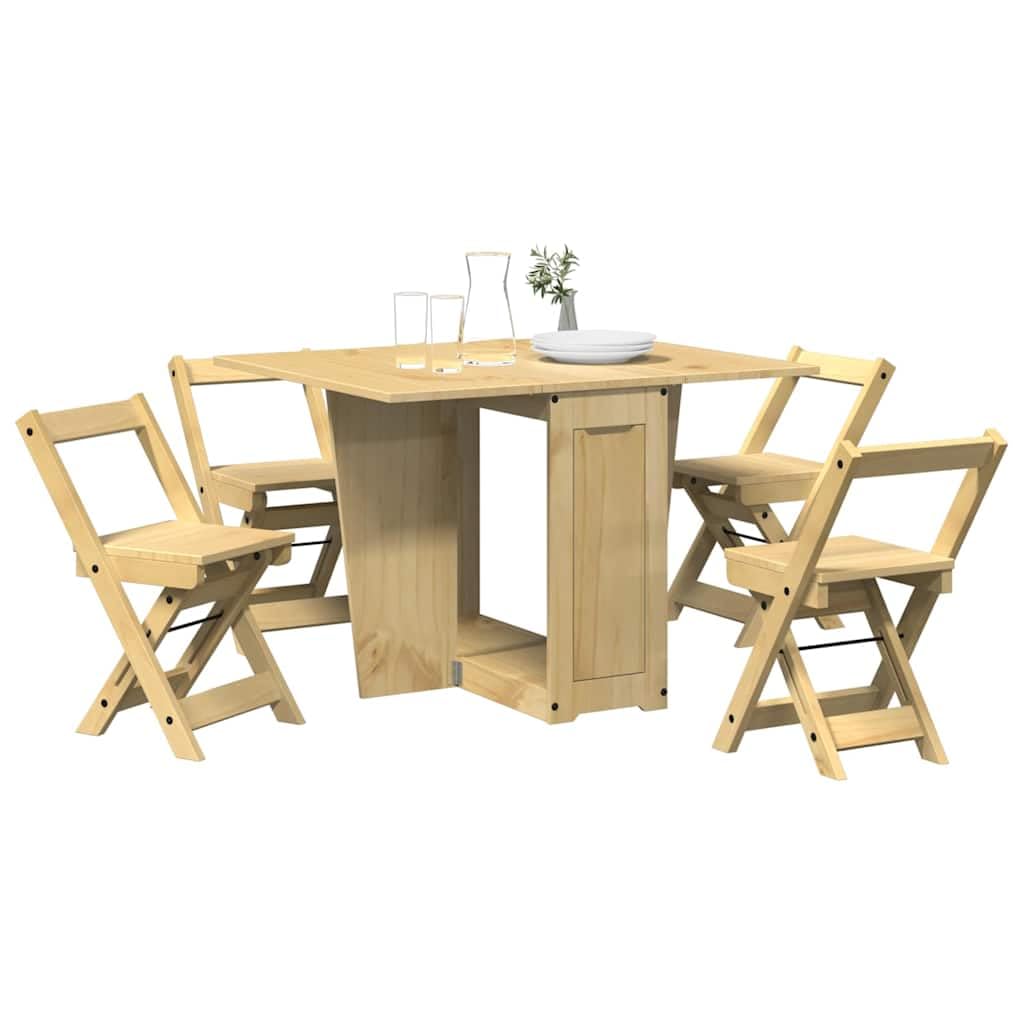 Juego de mesa de comedor de madera de pino extensible y banco
