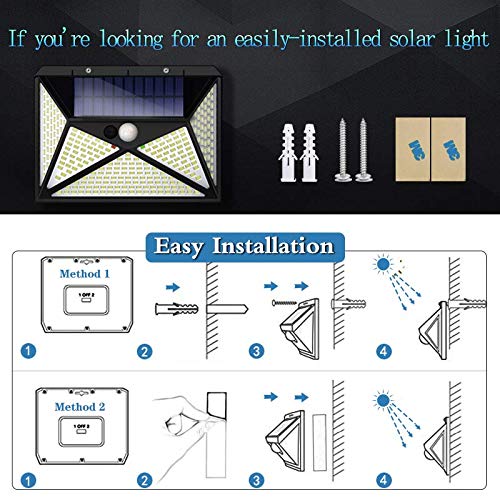 Solar Lights Outdoor [270 LED/4 Working Mode]Solar Motion Sensor Light Outdoor Wireless IP 65 Waterproof Outdoor Lights for Garden Fence Patio Garage (2 Pack)