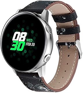 DEALELE Armband Kompatibel mit Samsung Galaxy Watch 6/6 Classic / 5/5 Pro/Galaxy Watch 4/4 Classic / 3 41mm / Active 2, 20mm Leder Ersatz Armbänder für Huawei GT2 42mm / GT3 42mm, Blume Weiß