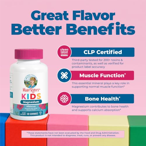 Image of MaryRuth's Kids Magnesium Gummies | 50mg Magnesium Citrate Gummies for Kids 4+ | Bone Health | Calcium Absorption | Essential Mineral | Vegan | CLP Certified | Sugar Free | 60 Count | 2 Month Supply
