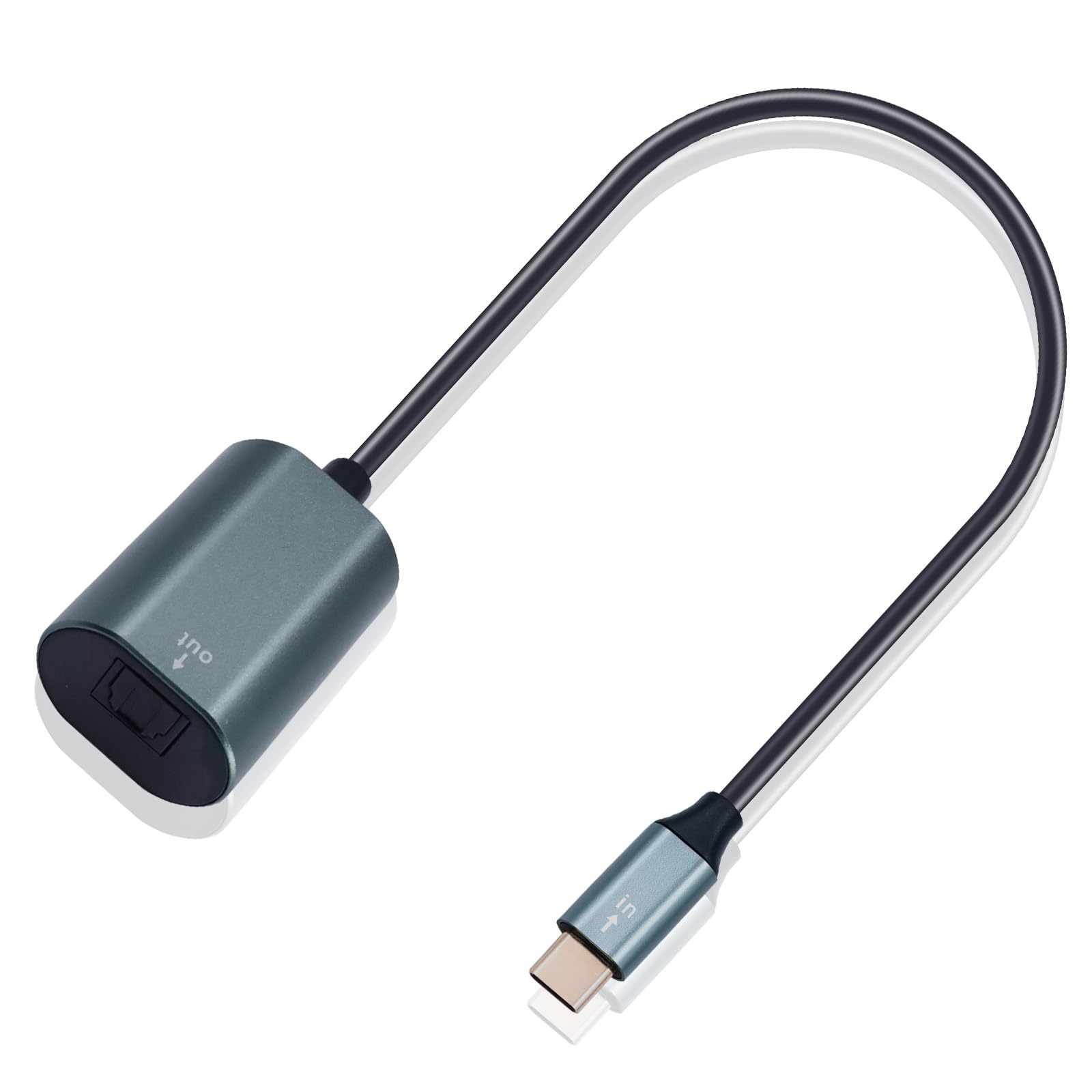 Poyiccot USB C to Toslink Optical Audio Adapter 20cm/7.87inch, USB C Male to Toslink Female Supports SPDIF Audio Output Suitable for Notebook Computers, Tablets, Mobile Phones