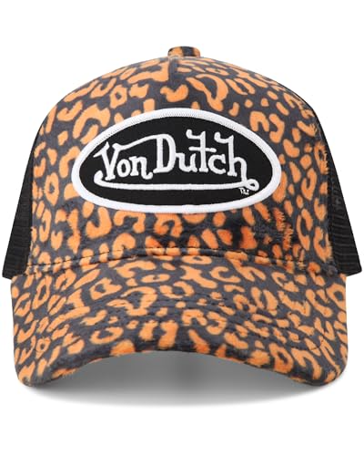 Image of Von Dutch Unisex Trucker Hat - Velvet Curved Bill Mesh Back Retro Classic Adjustable Snapback Baseball Cap for Men and Women