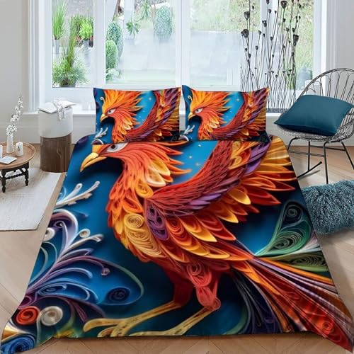 Housse de couette double 200x200 microfibre imprimé phénix - 3