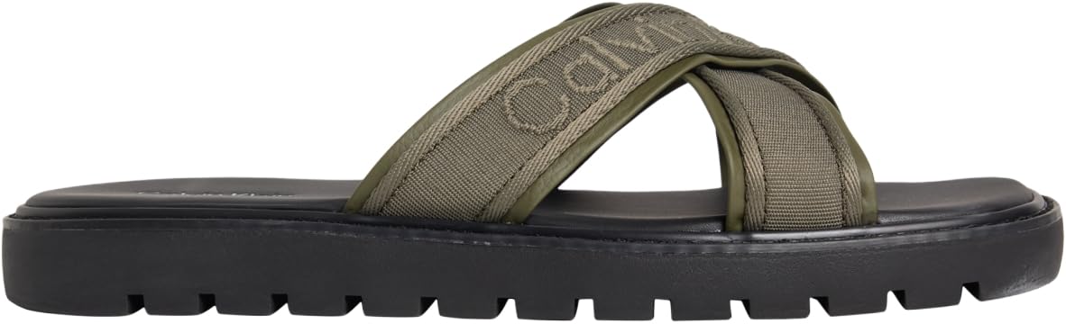 Calvin Klein Men's Sq Molded Sandal Xcross Wb HM0HM02101 Flat Sandals, GREEN (Deep Lichen Green/Black), 11