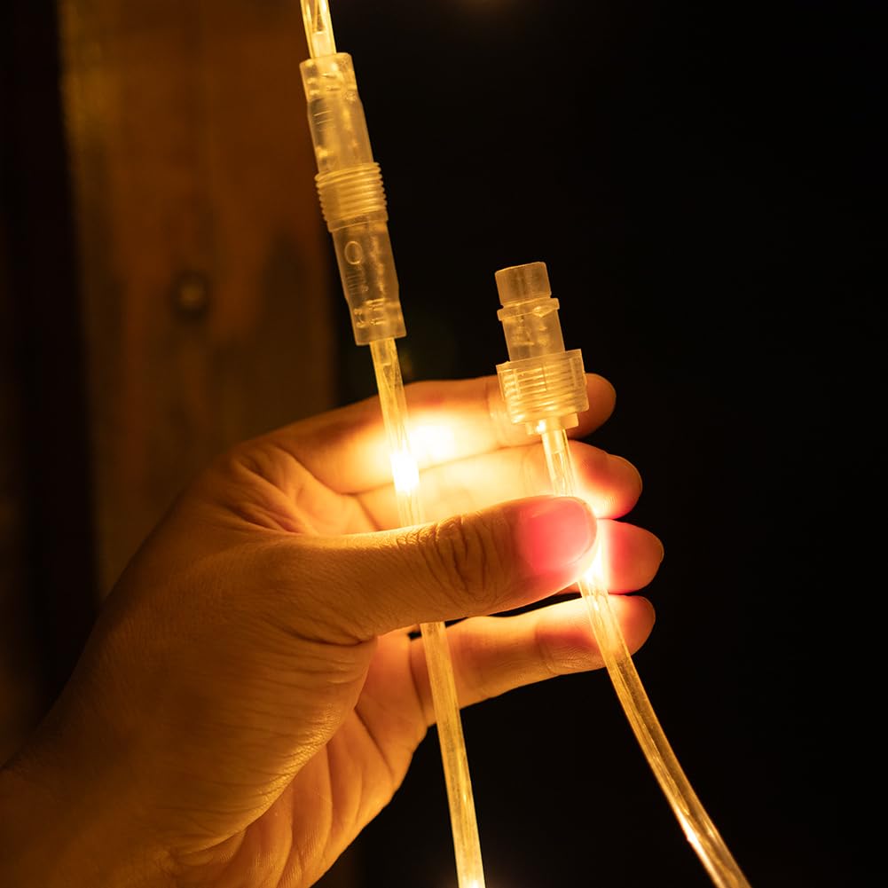 Verbindbare Lichterkette 50 m 500 LEDs, 5 x 10 m Schlauchlichter Warmweiß, Wasserdicht, Fernbedienung, 8 Modi, für Garten, Terrasse, Weihnachten