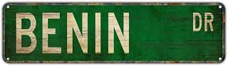 Vintage Metal Sign Benin Drive Street Sign, Retro Wall Decor for Home, Bar, Garage, Cafe, Man Cave, Travel Room, Hometown Decor, Rustic Wall Art for Indoor and Outdoor Decoration