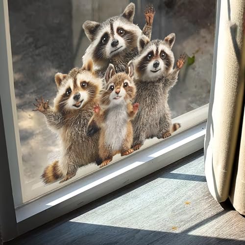 Vinilos adhesivos de pared con diseño de mapaches adorables miniatura 6