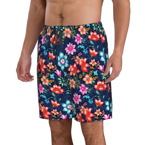 Floral Blue Print Stylish Beach Shorts Swim Trunks Lightweight Breathable Summer Outdoor Activities2